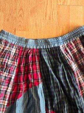 Vintage 90s Casey & Max Patchwork Plaid Maxi Skirt M Grunge
